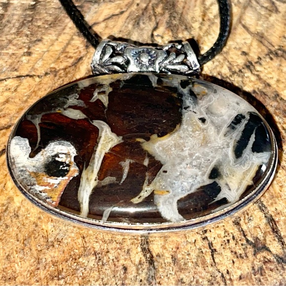 Garnet in Limestone Pendant 2" - Picture 3 of 7